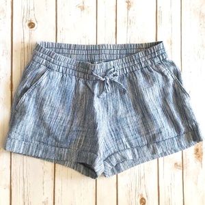 Old navy blue linen drawstring shorts